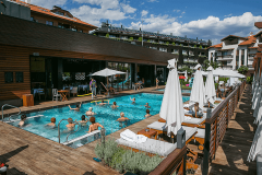 A small oasis with open swimming pools